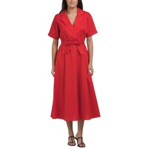 BLUE NAVY Made In Italy Short Sleeve Dress With Belt